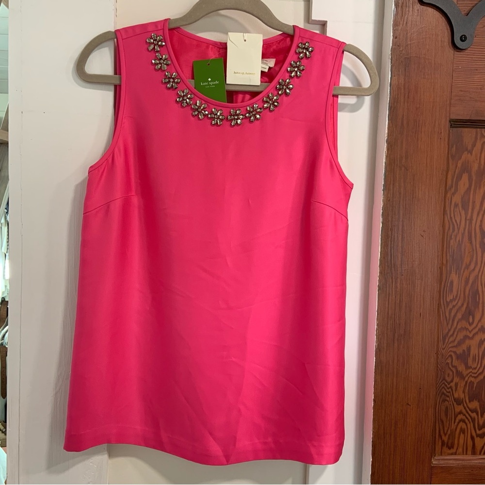 NWT Kate Spade Sleeveless Blouse with Embellished Neckline